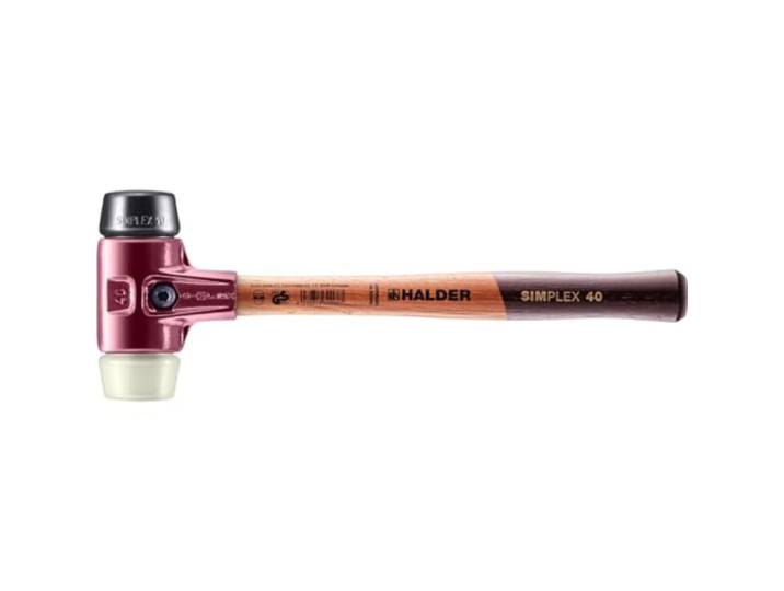 Maillet SIMPLEX\, Caoutchouc chargé/nylon; avec boîtier en fonte malléable et manche en bois D=40 mm 3028.040