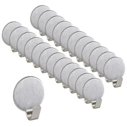 Relaxdays Klebehaken 24er Set Edelstahl Silber