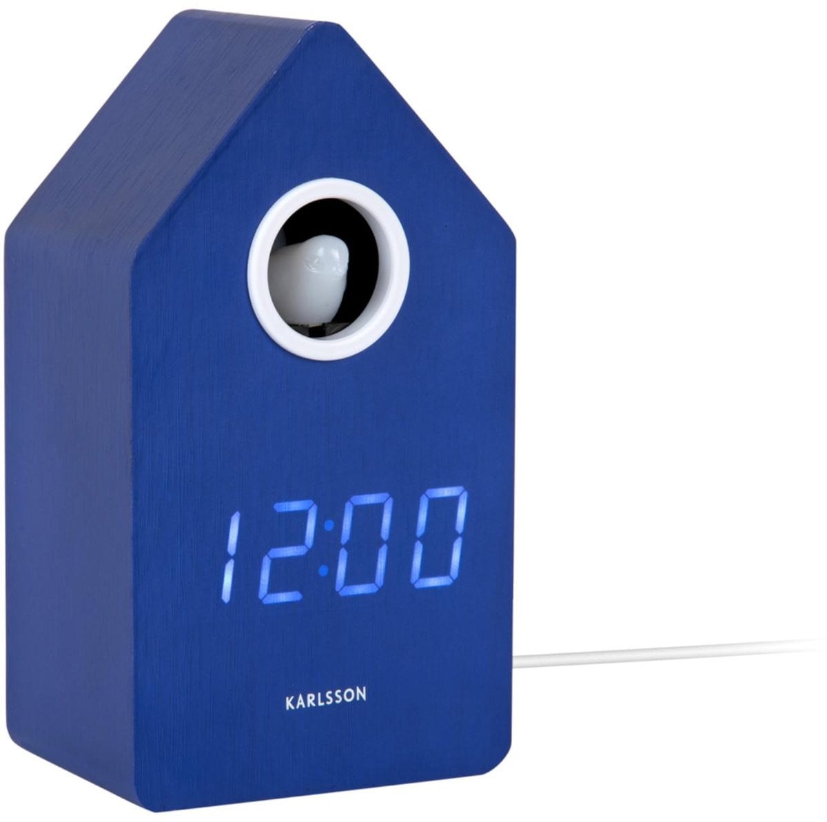 Karlsson Cuckoo Led Wekker - Blauw - 9 x 9 x 15,8 cm - Modern