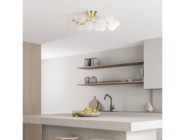 Plafonnier Dallas - Type D Ø 75cm Doré Verre dépoli / Métal mixte G9