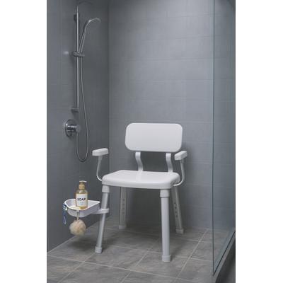 Dusch- und Badhocker BISCHOF "Splash Deluxe", weiß, B:51cm, Duschhocker, mit schwenkbarer Ablage 28x21cm, TÜV-GS