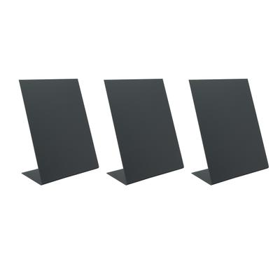 Securit® 3er-Set Tischtafeln A5 - Schwarz - L-Form - Matte Vorderseite und Glänzende Rückseite