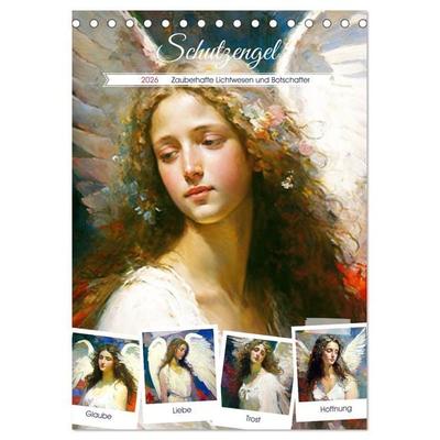 Schutzengel. Zauberhafte Lichtwesen und Botschafter (Tischkalender 2026 DIN A5 hoch), CALVENDO Monatskalender