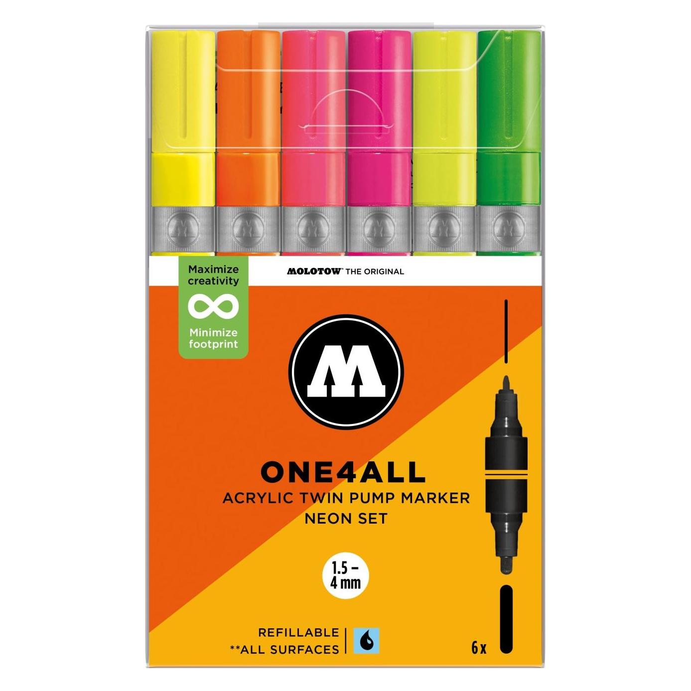 Molotow Acrylmarker One4All Acrylic Twin Neon Set (6x) (MO200861)