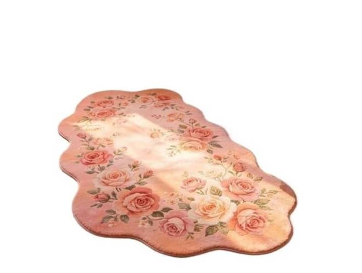 EnxJire Unregelmäßig geformter Schlafzimmerdekor-Teppich Blumenmuster-Teppiche for Wohnzimmer, dicke Plüsch-Nachttisch-Bodenmatte(San 248,100x200cm)