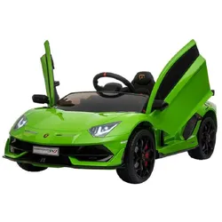 ES-Toys Kinder Elektroauto Lamborghini Aventador SVJ, Kunstledersitz, EVA-Reifen grün