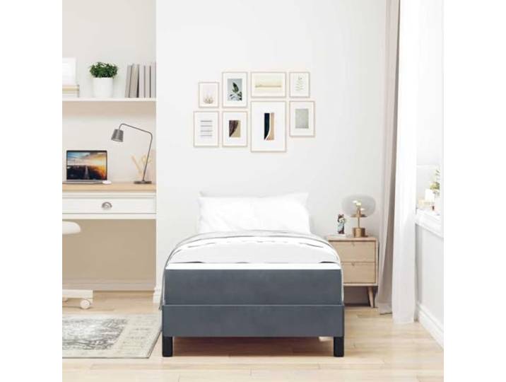 KTHLBRH Boxspringbett mit Matratze Dunkelgrau 80 x 200 cm Struktur aus Holz, mittlere Härte, Lattenrost, maximale Belastung 140 kg