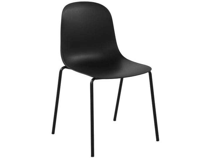 CLP Stapelstuhl Kunststoff schwarz, Schwarz, Metall, 51x85x55 cm, Esszimmer, Stühle