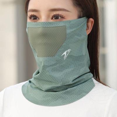 USA Free Shipping Shop Cooling Ice Silk UV Protection Face Mask With Brim For Cycling, Hiking & Outdoor Sun Protection green