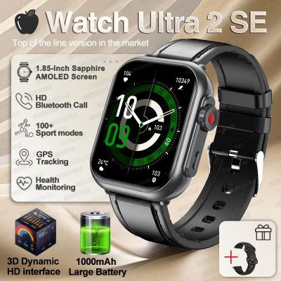 Inspired Finds CENRR Ultra AMOLED Smart Watch 1000mAh GPS Bluetooth Call Waterproof Fitness Tracker black Leather