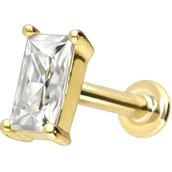 14 Karat Gold Labret mit Innengewinde MOISSANIT-RECHTECK