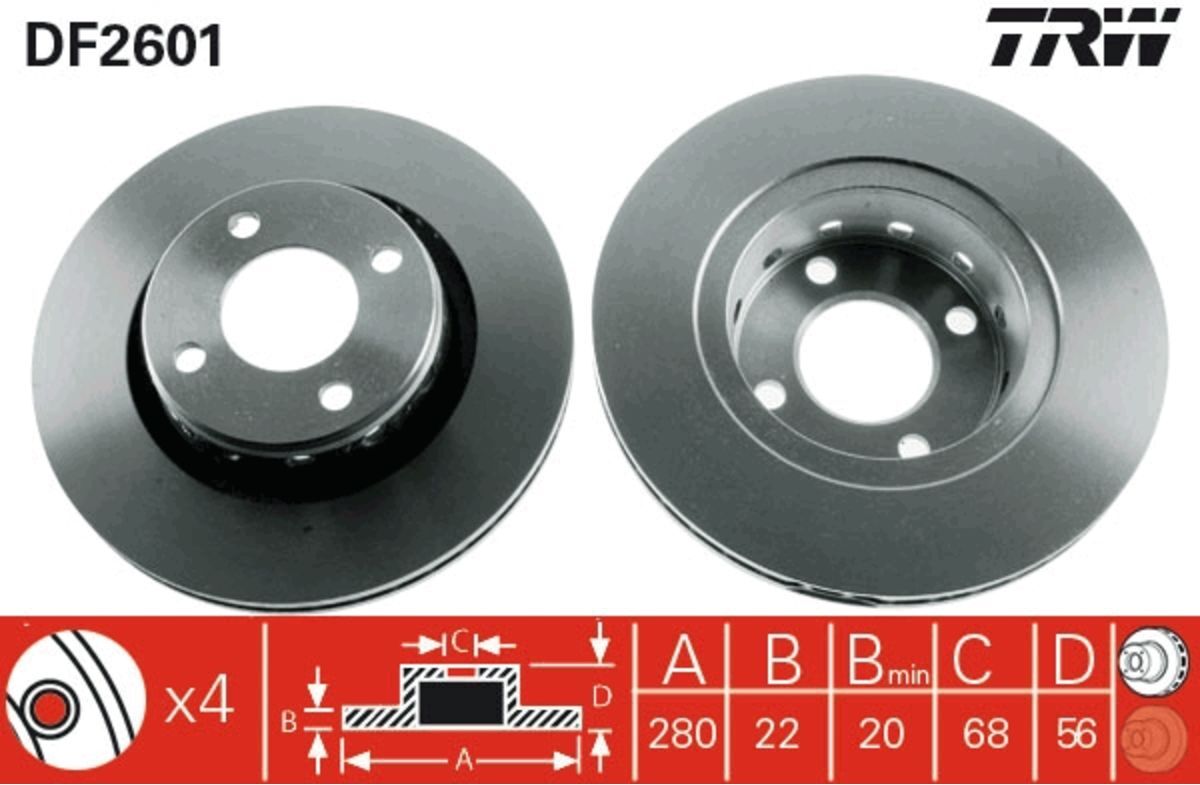 Bremsscheibe TRW DF2601 vorne, belüftet, 1 Stück