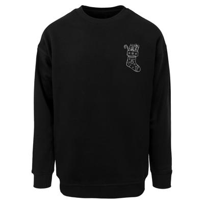 Sweater MERCHCODE "Merchcode Christmas Socks Crewneck", Herren, Gr. L, schwarz, 65% Baumwolle, 35% Polyester, bedruckt, Rundhals, Sweatshirts Sweater
