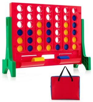 Costway Jumbo 4-to-Score Connect Game Set with Carrying Bag and 42 Coins-Green