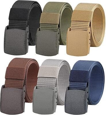 LightInthebox 6-Pack Non-Metallic Non-Magnetic Buckle Nylon Belt Tactical Nylon Belts with Plastic Buckle and Metal-Free Webbing Canvas Belt Suitable for Outdoor Use