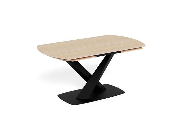Esstisch ACTONA GROUP Morellla, Speisetisch, Tisch , braun (sand, matt schwarz, sand), B:240cm H:77cm T:90cm, Tische, Esstisch, Esstisch, Keramikplatte, oval, Drehfunktion, Stahlfuss, 6–8 Sitzplätze