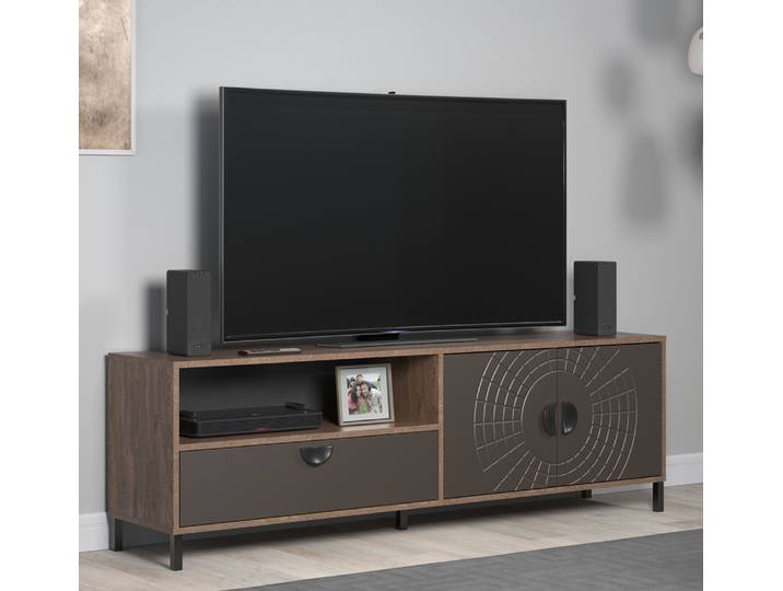 TV-Board Lowboard Fusion , Rostoptik Rusty Flow / Perlbronze