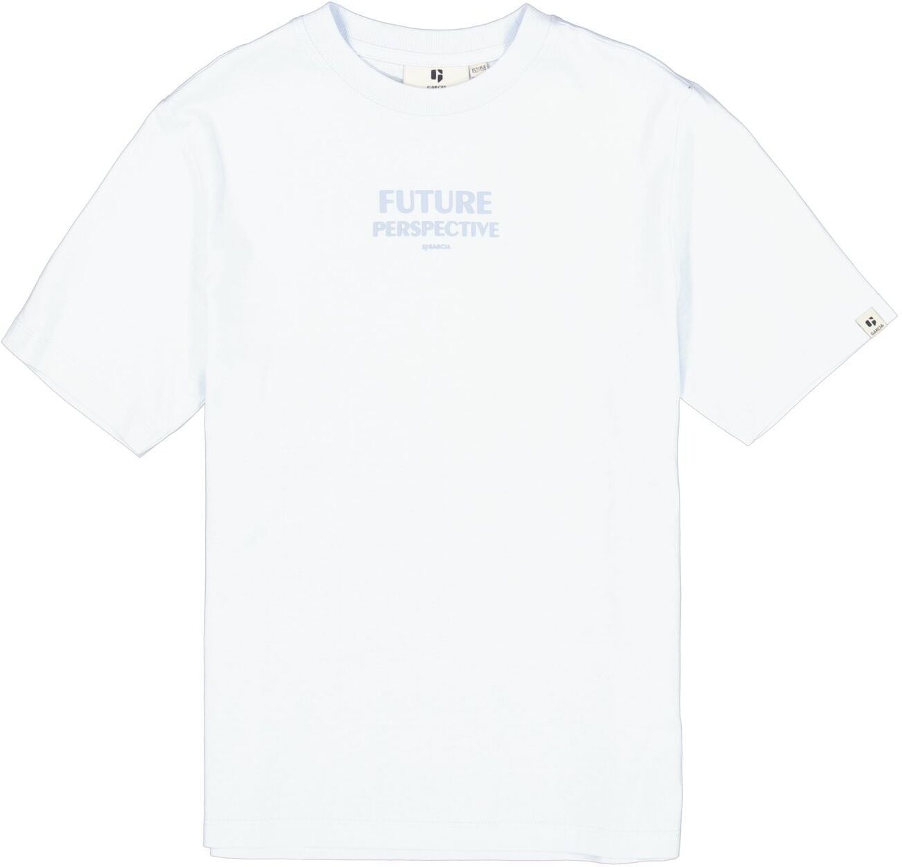 T-Shirt GARCIA, Jungen, Gr. 140/146, weiss (dusy aqua), Jersey, Obermaterial: 100% Baumwolle, bedruckt, normal hüftbedeckend, Rundhals, Shirts T-Shirt, mit Print, für Boys dusy aqua 140/146