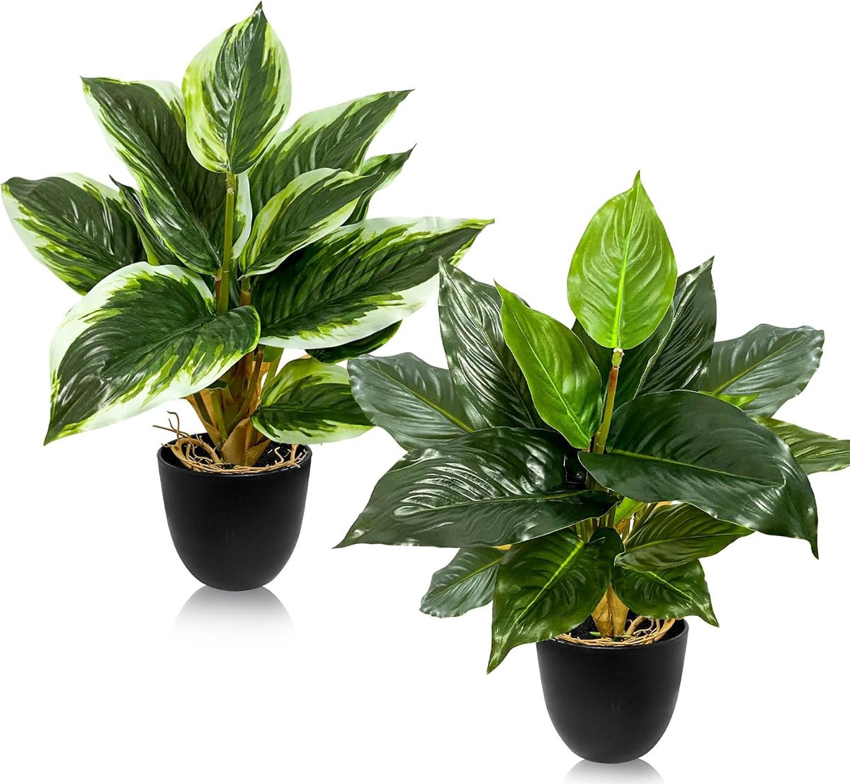Set van 2 decoratieve groene kunstplanten in pot