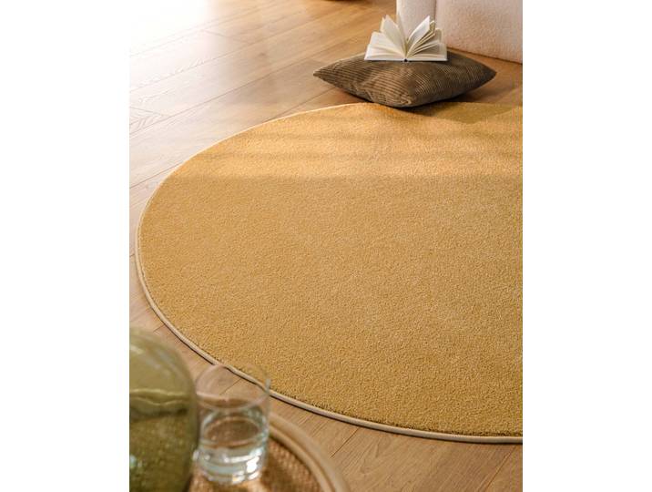 Teppich ESPRIT Vegas - ESPRIT Kollektion , ocker gelb, H:15mm Ø:200cm, Polypropylen, Teppiche, Teppich, Kurzflor, uni, gewebt, pflegeleicht, formstabil, für Fussbodenheizung