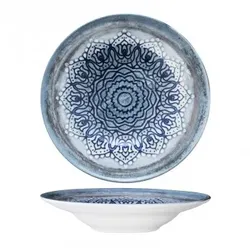 GÜRAL Porselen Blu Voyage Pastateller, Ø 26 cm, Innendurchmesser 16,5 cm, Gural NBC Digitaldruck, 6er-Pack