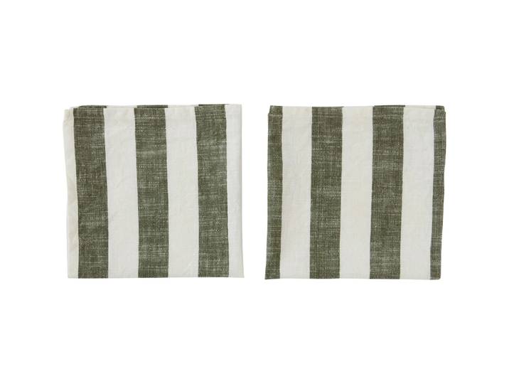 OYOY Serviette Striped 45x45 cm Lot de 2 Olive