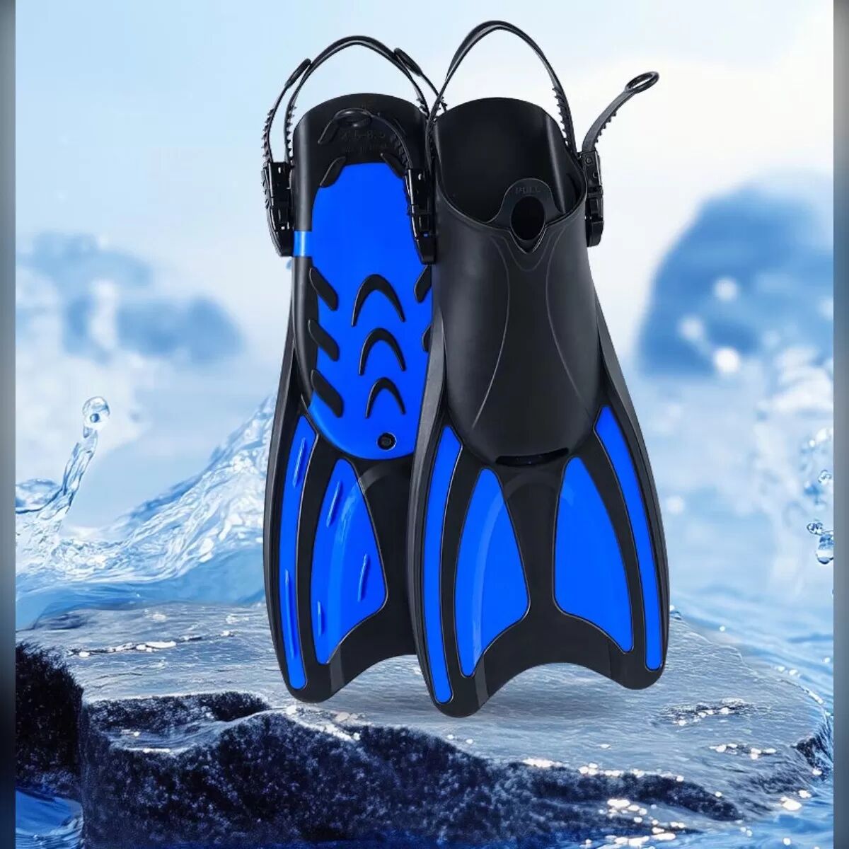 INF Palmes de Natation Rapides : Palmes de Plongée à Haut Rebond avec Sangle de Talon Ajustable Le noir