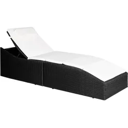 Helloshop26 - Sonnenliege Deckstuhl Sonnenbett Gartenbett Terrassenmöbel mit Kissen schwarzes Kunstharzgewebe 02_0012523