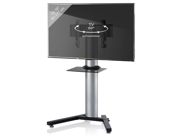 Wohnzimmertisch VCM TV Fernseh Ständer Standfuß Alu Stadino Mini ZW , silber, B:90cm T:72cm, Regale, Wohnzimmertisch