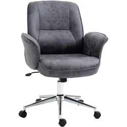 OKWISH Bürostuhl ergonomisch 67x69x102 cm höhenverstellbar mit Wippfunktion Drehstuhl aus Stahl Dunkelgrau für komfortables Arbeiten