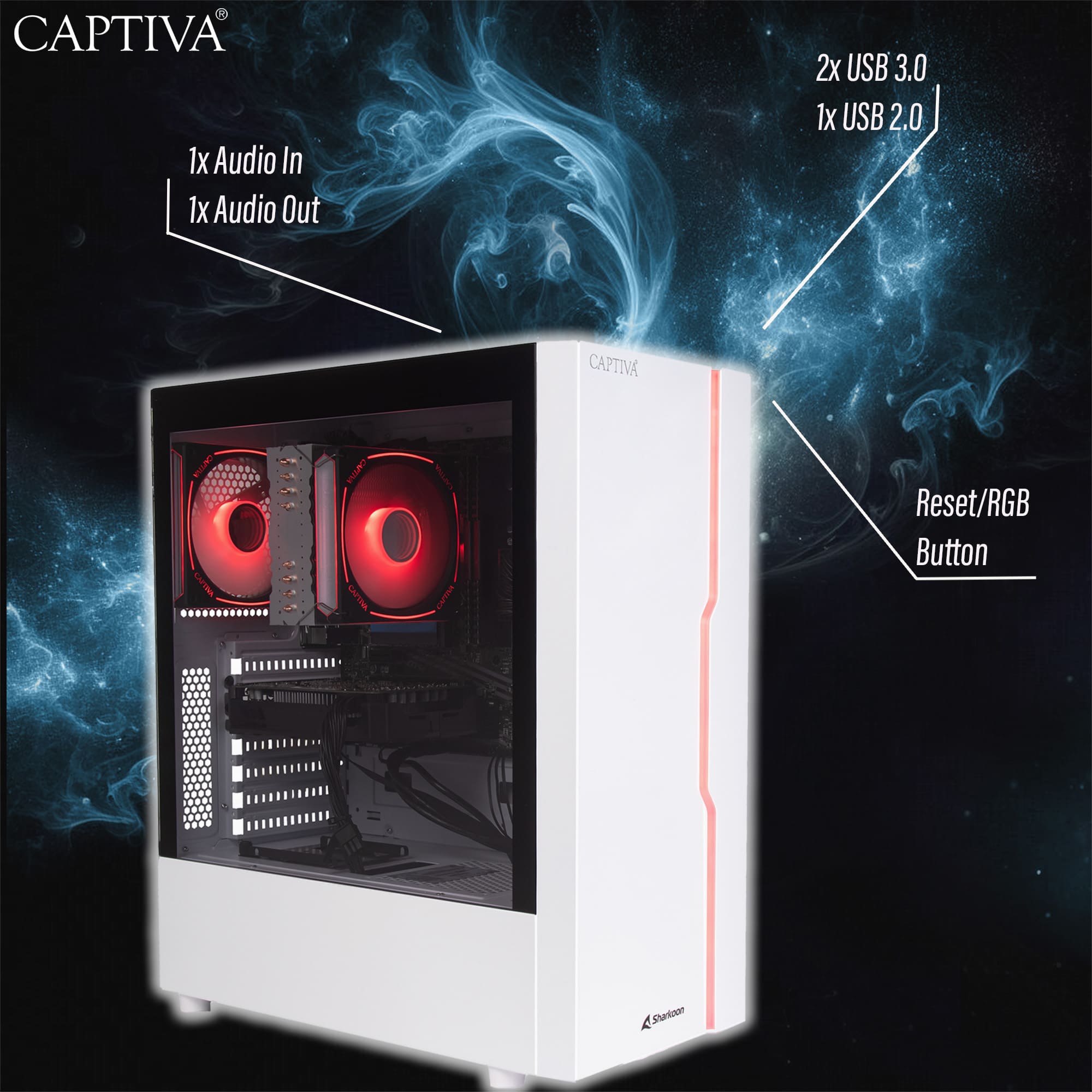 CAPTIVA Gaming-PC-Komplettsystem "Advanced Gaming R93-533 TFT Bundle", Energieeffizienz: E (A-G), weiß, ohne Betriebssystem, 16 GB RAM 1.000 GB SSD, Computer_Komplettsysteme