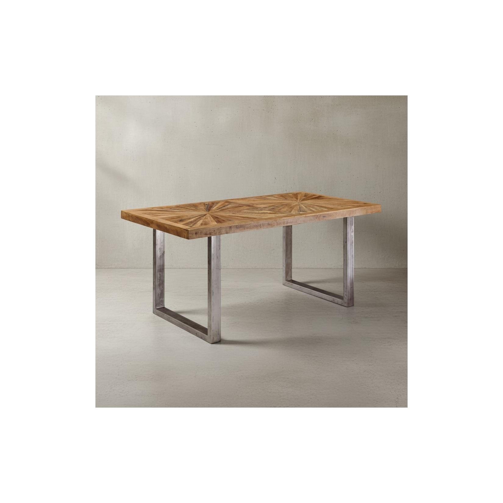 KADIMA DESIGN Rustikaler Mangoholz Esszimmertisch, 200 x 100 cm, Metallbeine, stabil, pflegeleicht.