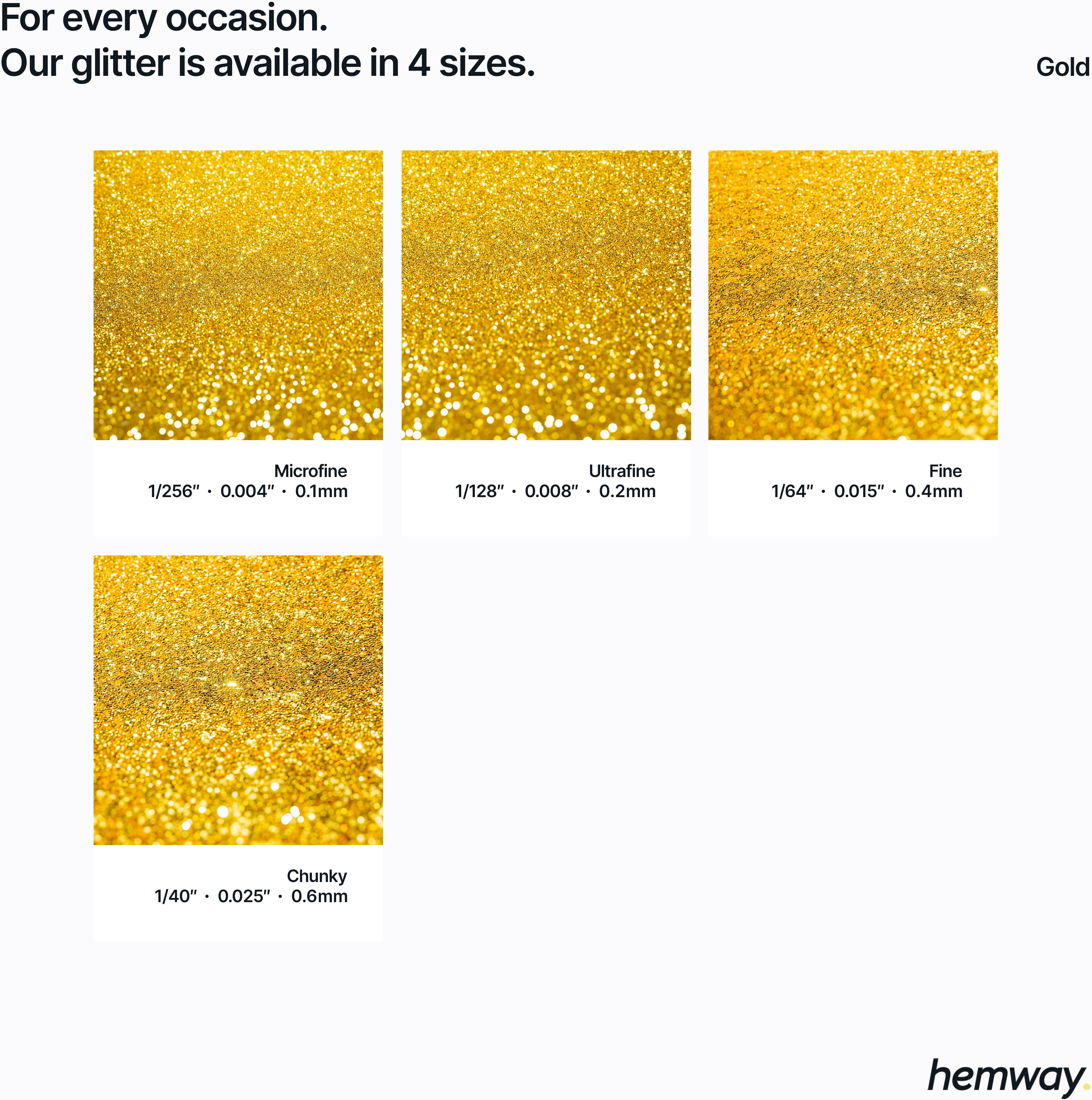 Hemway Glitter For Tile Grout 100g / 3.5oz   Gold   Waterproof   Fade Resistant - Gold - Fine 100g