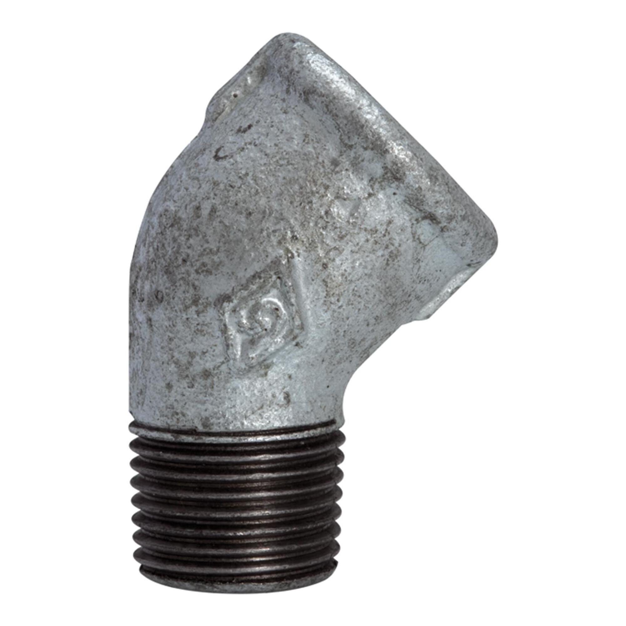 Riegler Winkel 121, 45°, IG/AG, Rp/R 1, schwarzer Temperguss feuerverz. (TFW 121-10)