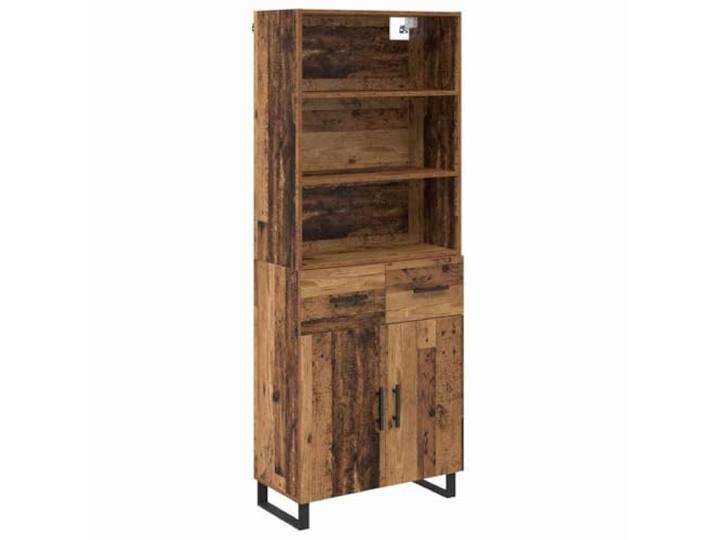 Fisinber Highboard 2-teilig mit Schubladen Altholz-Optik Holzwerkstoff Vielseitiger Mehrzweckschrank für Wohnzimmer und Essbereich mit stabilen Metallbeinen und belastbarer Konstruktion.