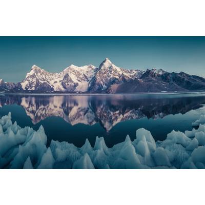 Fototapete PAPERMOON "Photo-Art QIYE, SHISHAPANGMA PACKEIS", blau (bunt), B:3,5m L:2,6m, Vlies, Tapeten