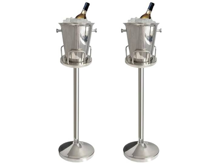 PLDDY Champagnerkühler auf Standfuß Eiskübel mit Ständer Edelstahl StandEiskübel Eiswürfelbehälter Kühler Chiller mit Tragegriff für Wein Champagner Bier KTV Clubs Bar Partys, 5L (90cm, Silber)