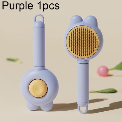 Happy Pet Pantry Magic Self Cleaning Pet Grooming Brush For Cats & Dogs With Gentle Massage Pins purple