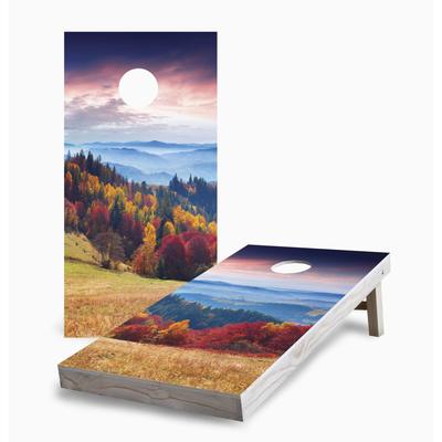Skip's Garage Sunrise Autumn Mountains Cornhole Boards