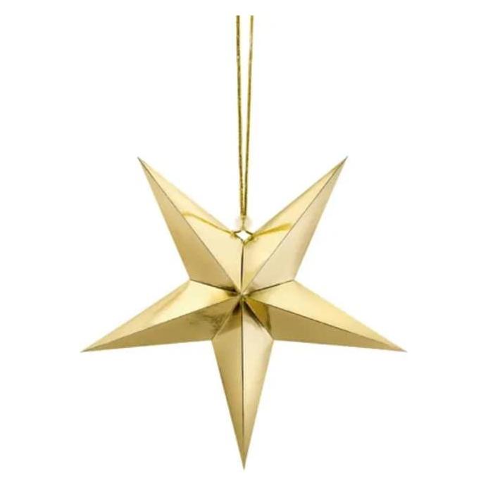Partydeco Paper star, 30cm, gold (1 pkt / 1 pc.) (1 Stk.) (GWP1-30-019M)