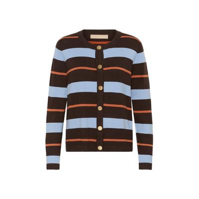Strickjacke CULTURE "Culture DK Strickjacke CUbalto", Damen, Gr. M, bunt (braun, blau stripe), Strickjacken Strickjacke