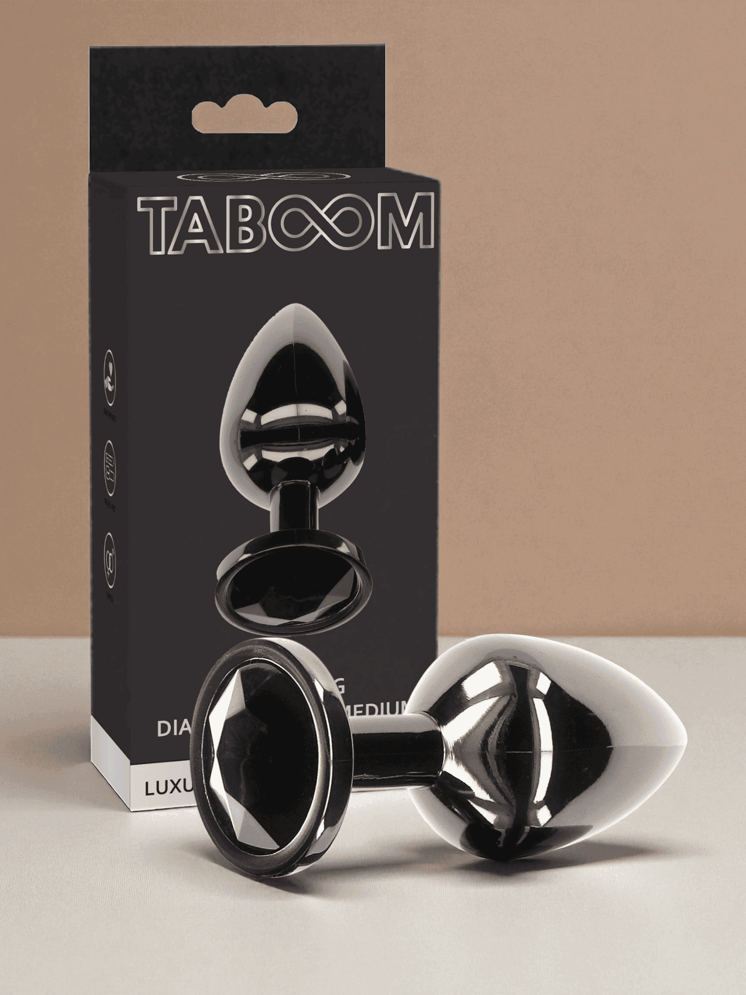 Taboom Plug bijou anal Diamond Jewel M 7 x 3.3cm Noir
