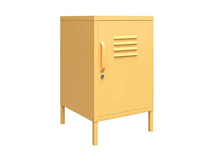 Novogratz Cache Metall-Beistelltisch Gelb, 37 x 40 x 69 cm, Nachttisch mit Spindtür und 2 Ablagefächern, Metall-Side-Table im Industrial Design für Wohnzimmer, Schlafzimmer und Home Office