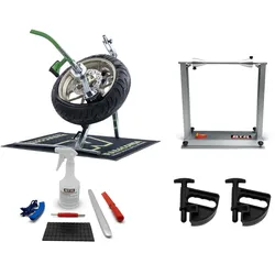 Rabaconda Street Bike Reifenmontiergerät mit Wuchtbock und Starterpaket Schwarz BTR Wuchtbock Flüssigkeit