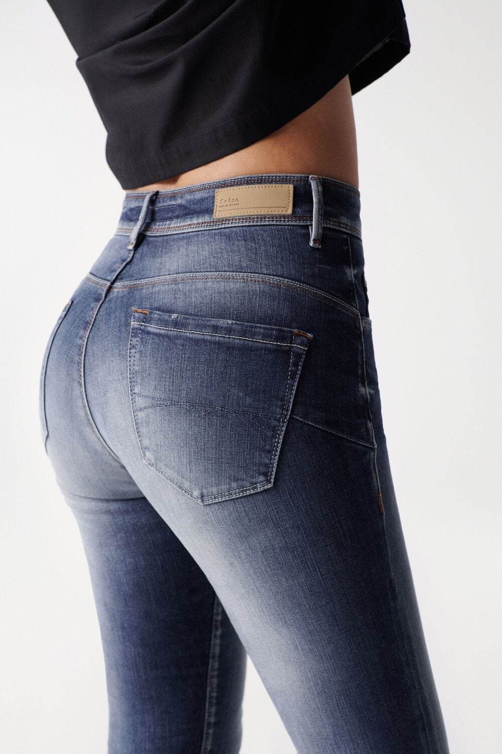 Skinny-fit-Jeans SALSA "Salsa Jeans Jeans Secret Glamour Cropped", Damen, Gr. 30, Länge 30, blau, Obermaterial: 96% Baumwolle CO. 4% Elasthan EL., Jeans Skinny-fit-Jeans blau 30, Länge 30