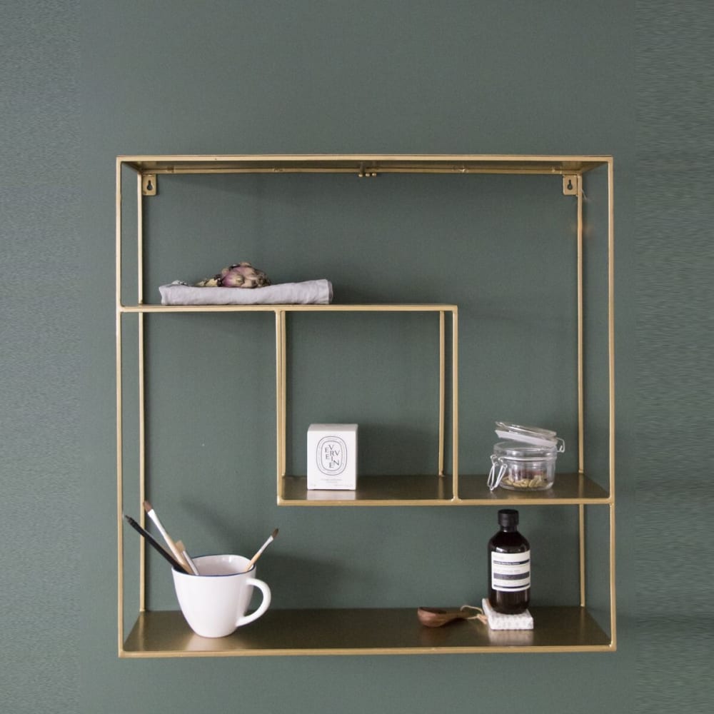 Decoclico Etagère murale en métal doré Doré 61x61x16cm