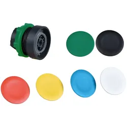 Schneider Electric ZB5AA9 Drucktaster, Frontelement, Harmony XB5, Kunststoff, 22mm, 6 farbige Tastenschilder, unbeschriftet, tastend