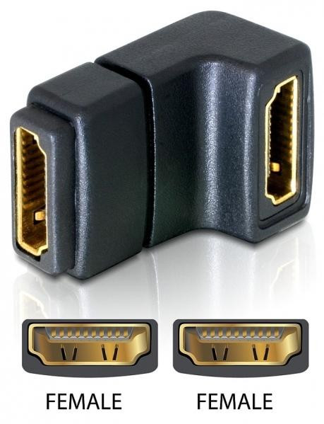 Delock HDMI adapter, 90 graden naar beneden, zwart