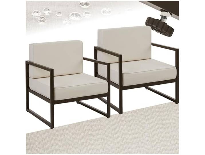 tectake® 2X Gartensessel, Relaxsessel Garten, Gartenstuhl, Gartenmöbel, Balkonmöbel, Terrassenmöbel, Wintergarten Lounge Möbel Outdoor, Sitzecke Outdoor, Gartenlounge - 2 Sitzplätze