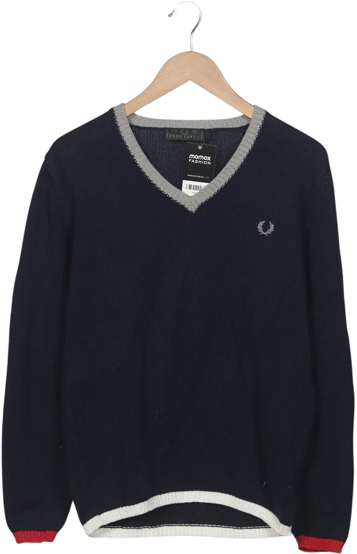 Fred Perry Herren Pullover, Marineblau, Gr. XL, Baumwolle - Second Hand